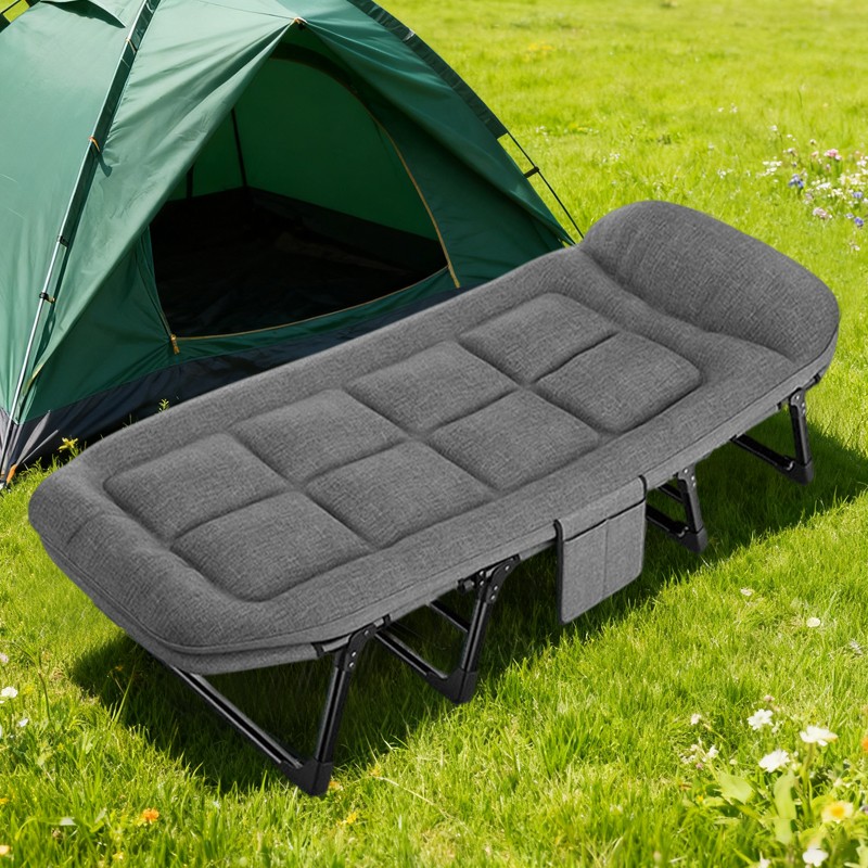 Folding Sleeping Cot Guest Bed Outdoor Portable Single Camping Cots With Mat Pad — image 3