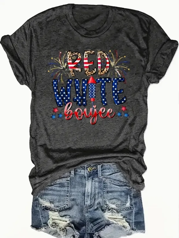 English Letters Printed Round Neck Vest Casual And Loose Daily Wear Women's Clothing Dark Gray - Shop at LoveMi