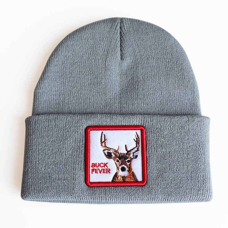 Winter Animal Embroidered Knitted Wool Hat