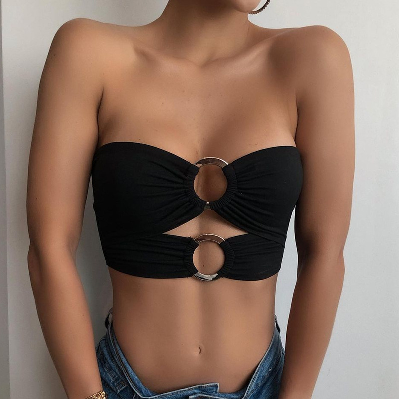 Title 9, Metal Ring Tube Top Women Wrapped Chest Solid C...