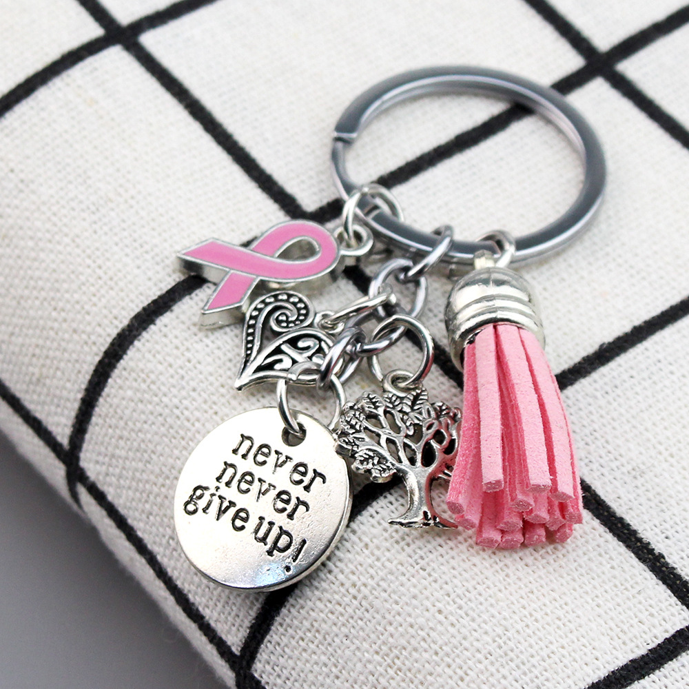Ribbon Tassel Never Give Up Love Tree Keychain - Image 2