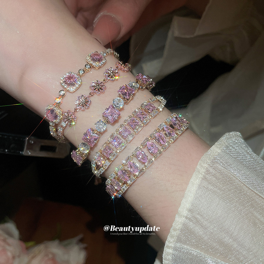 Geometric Round Zircon Drawstring Bracelet Vintage Ins Dainty Premium Bangle Exquisite Niche Wrist Accessory