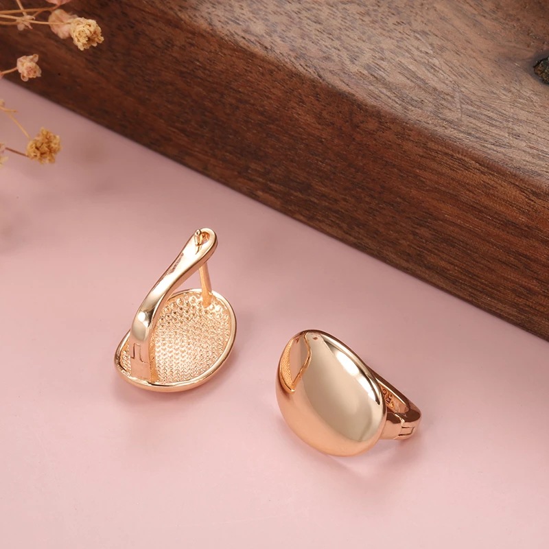 Rose Gold Simple Oval Earrings For Women
