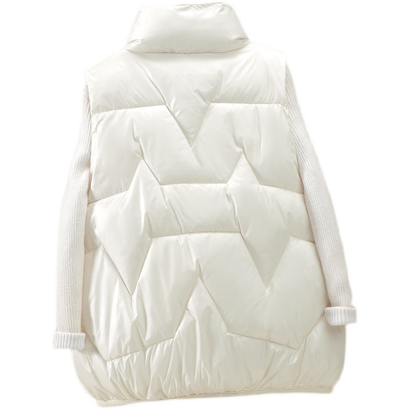 Women's Short Loose White Duck Down Vesttrendy Waistcoat