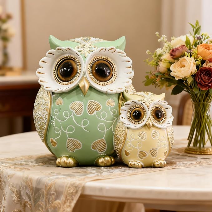 Owl Statue Figurine For Home Decor, Decorative Bird Sculpture For Tabletop