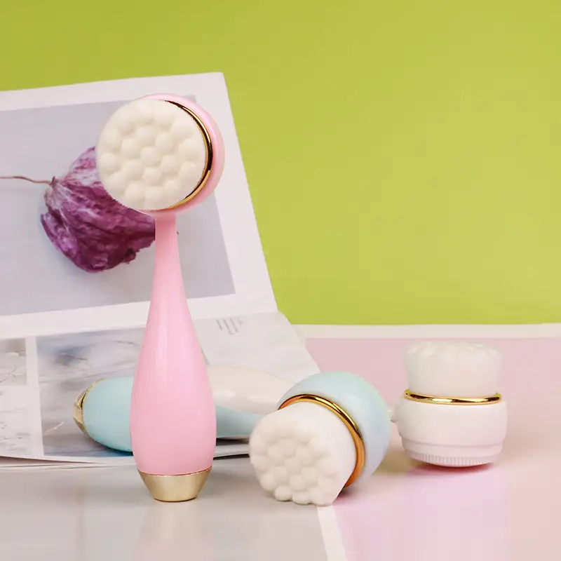 Silicone Manual Golden Circle Small Bowling Double Head Facial Brush