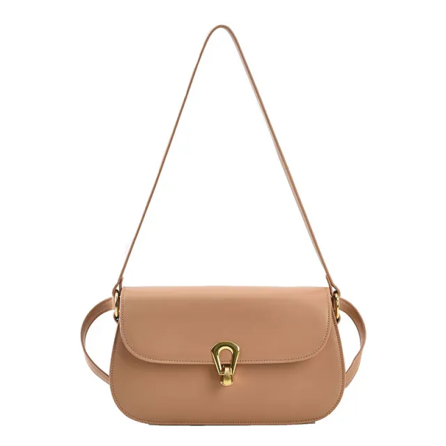 PU Mouth Female Shoulder Small Bag Khaki - Shop at LoveMi