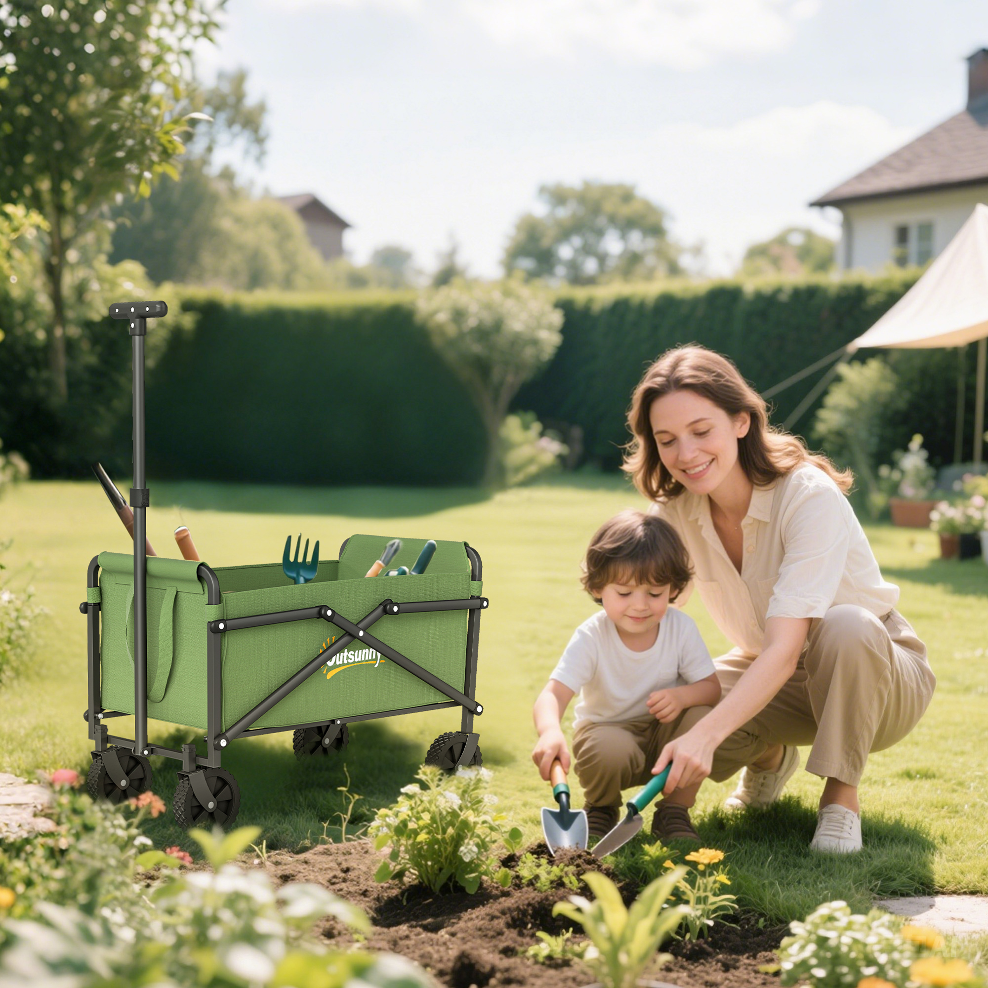 41 Liter Holiday Handcart With Wheels, Compact Garden Folding 60kg Heavy-duty