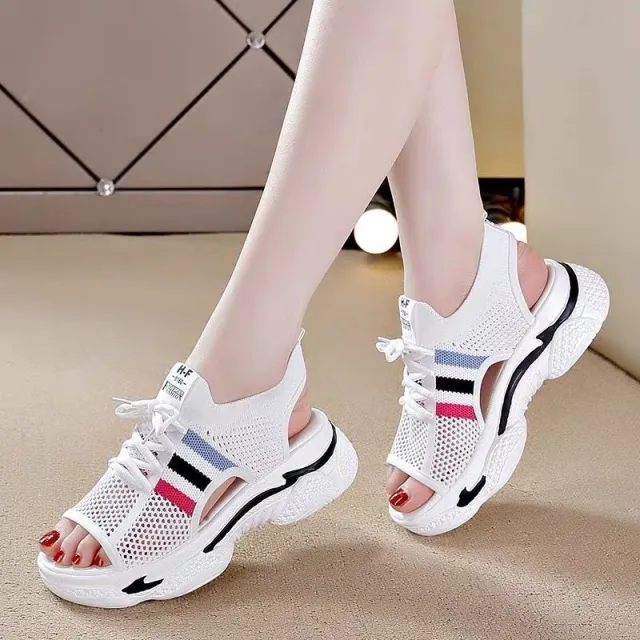 Women's Flat Knitted Fish Mouth Sandals White - Shop at LoveMi