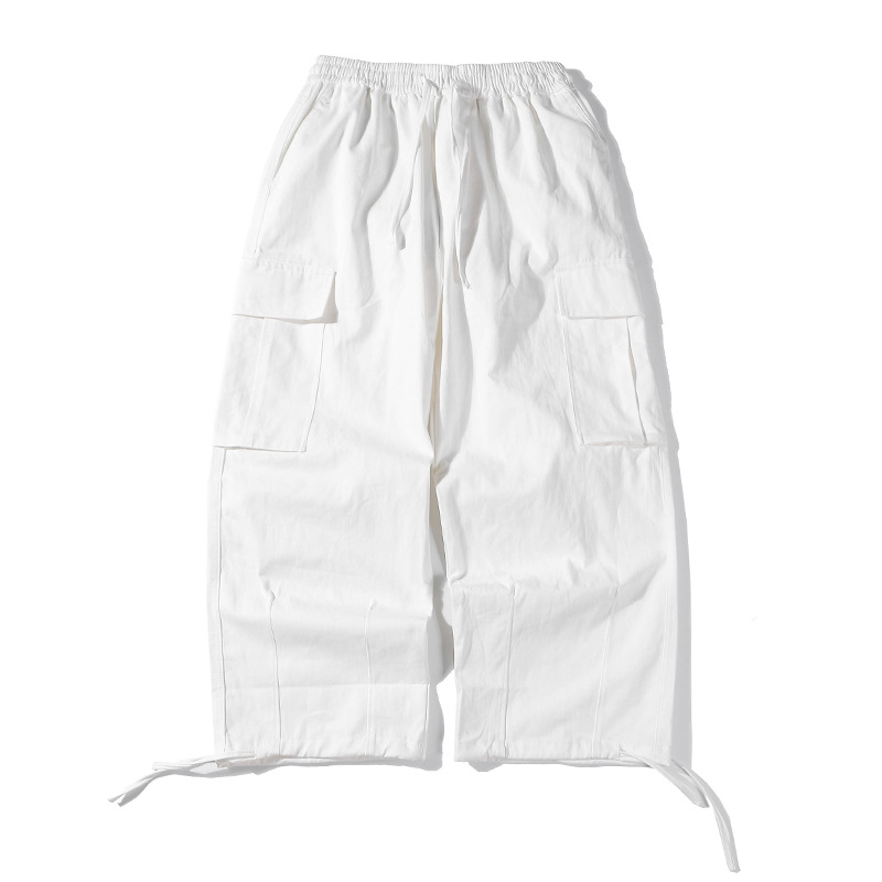 Vintage Crinkled Loose Straight-Leg Cargo Pants