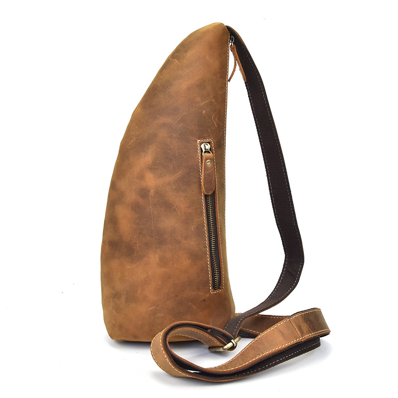 European And American Retro Men's Chest Bag Crazy Horseskin — foto 12