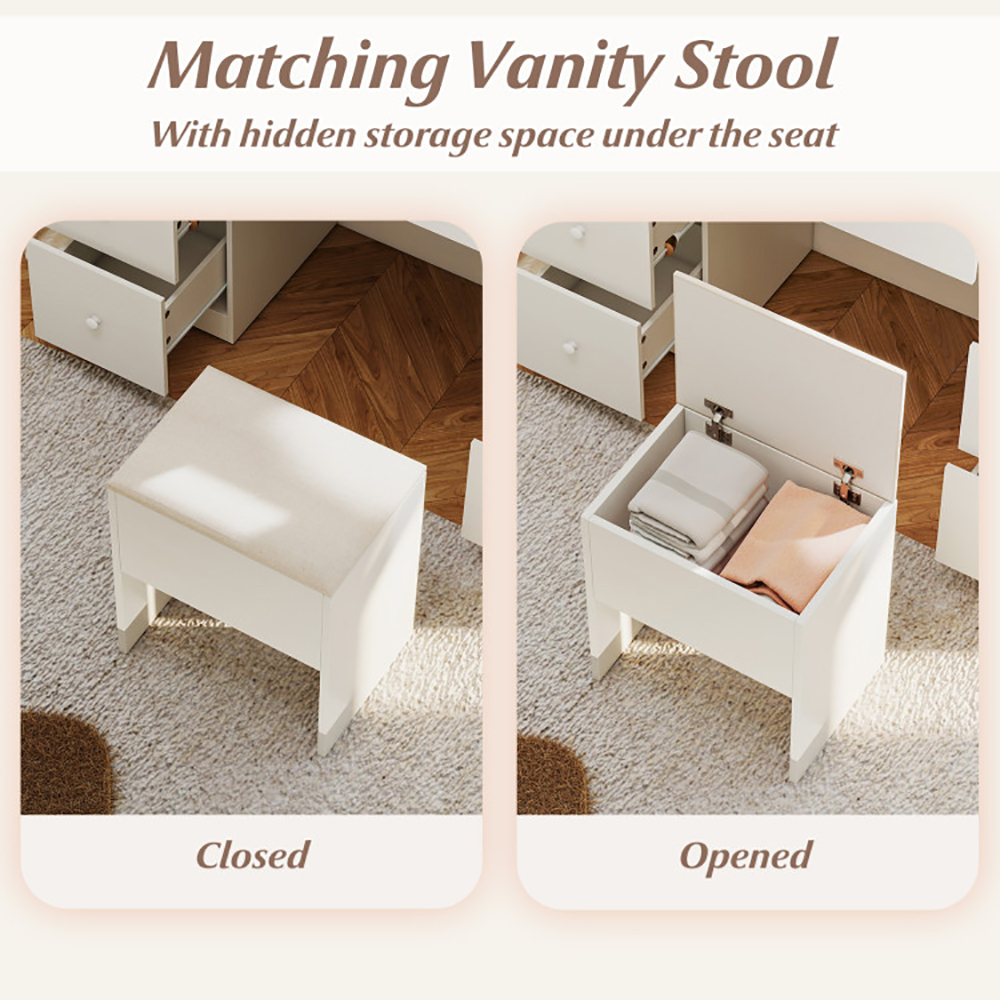 Vanity Desk With Mirror And Lights Makeup Dressing Table Vanity Table And Stool Set 8
