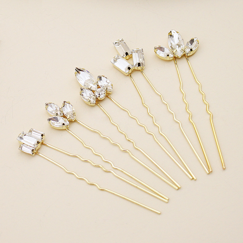 Horse Eye Rhinestone Plate Hairpin Wedding Tiara Gold - Shop at LoveMi