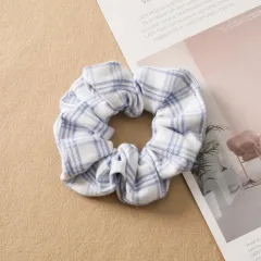 Plaid Print Large Intestine Ring Women's Hair Tie - White - View 1