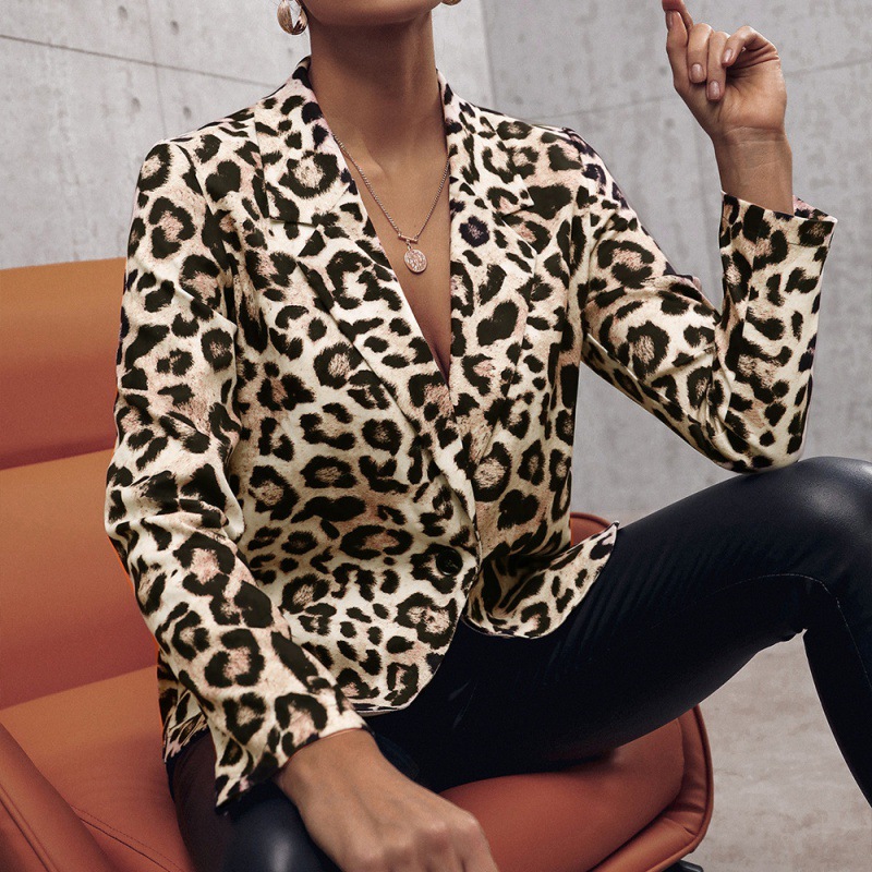 Leopard Print Single breasted Casual Jacket Leopard - Shop at LoveMi