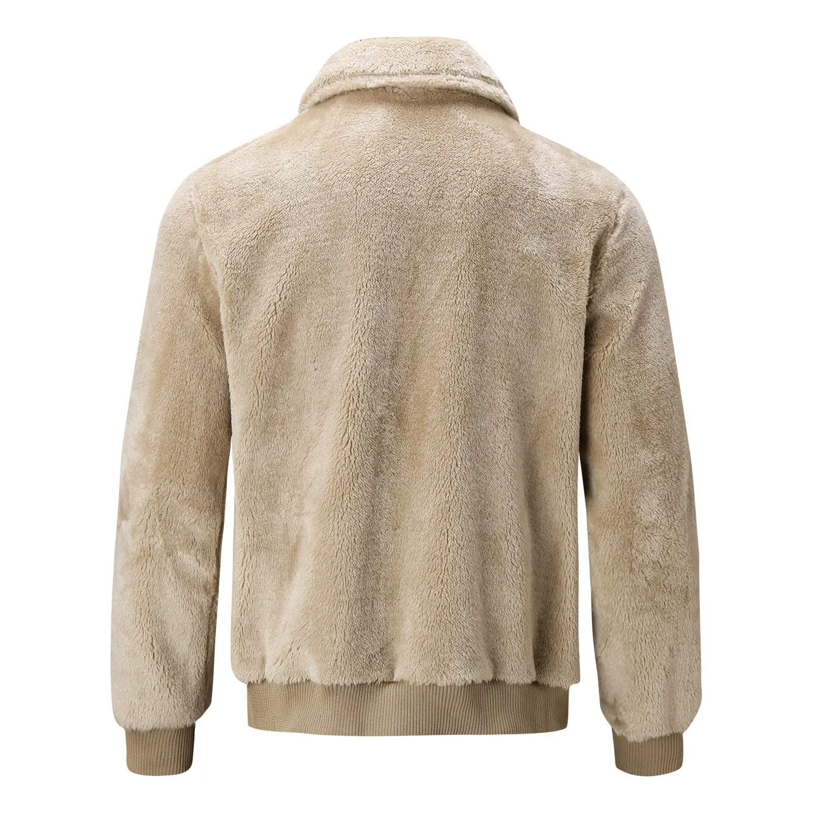 Jacket Lapel Zipper Padded Plush Coat