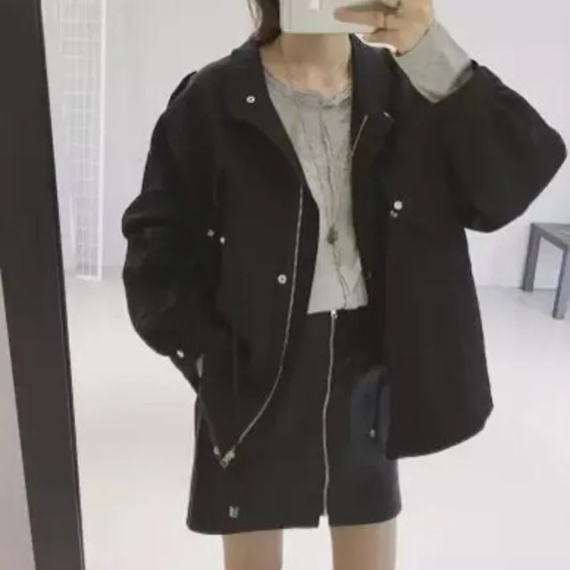 Loose Cape Style Profile Tooling Short Jacket Black - Shop at LoveMi
