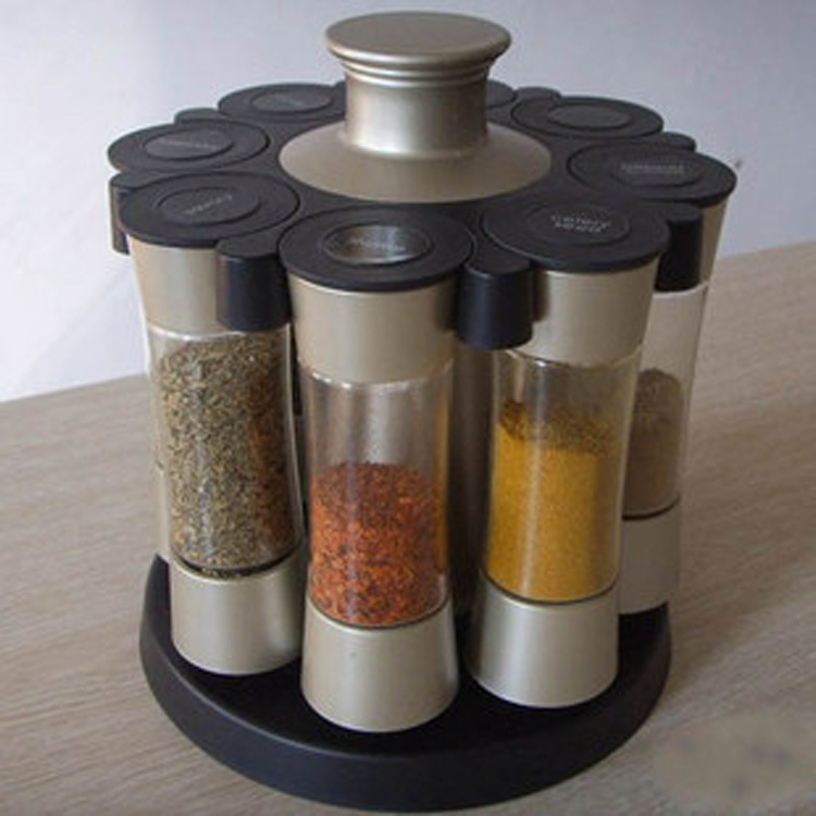 Title 3, 8 Grid Seasoning Box Rotating Rack Kitchen Seas...