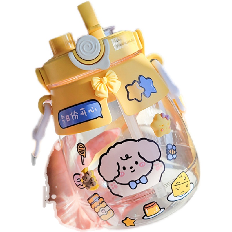 Children's Straw Plastic Double Drinking Cup Big Belly