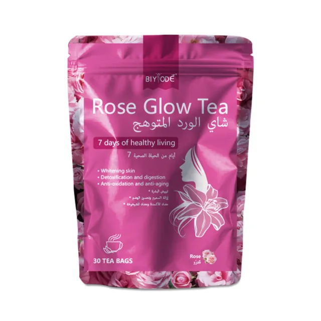 Custom Rose Glow Tea Bag Herbal Supplement Factory Manufacturer With Rose Glow Herbal Ingredients Chrysanthemum Antioxidant Detox Support Skin Radi... Customized - Shop at LoveMi