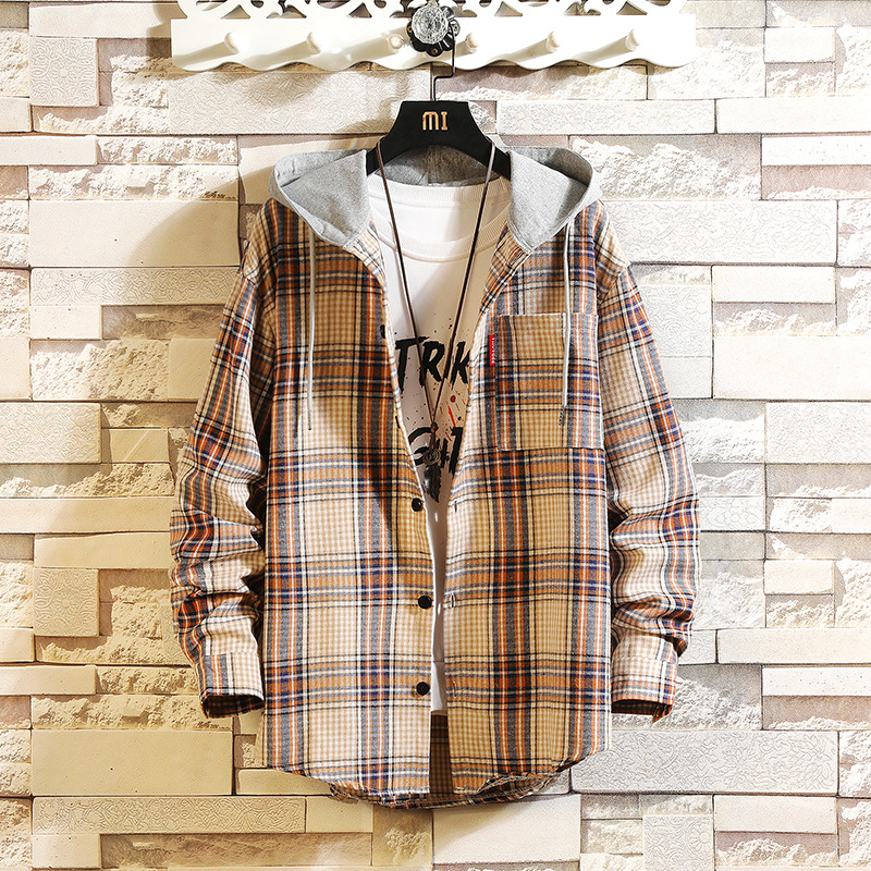 Title 5, Casual hooded plaid shirt