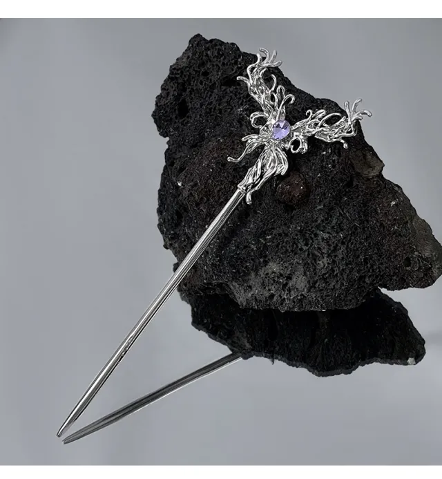 The Antique Design Of Liquid Butterfly Hairpins Is Irregular Purple Crystal Butterfly - Shop at LoveMi