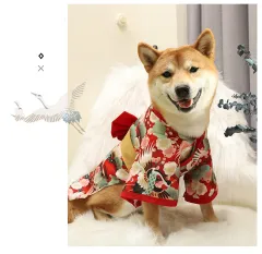 Shiba Inu Dog Clothes Kimono Japanese Cat Cute Small And Medium-sized Dogs Han Clothes Tang Suit - Red - View 1
