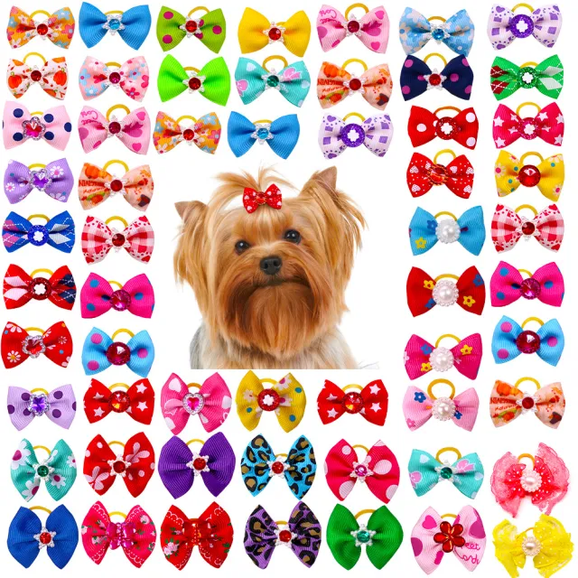 Pet Bow Head Flower Dog Rubber Band Accessories Random - Shop at LoveMi