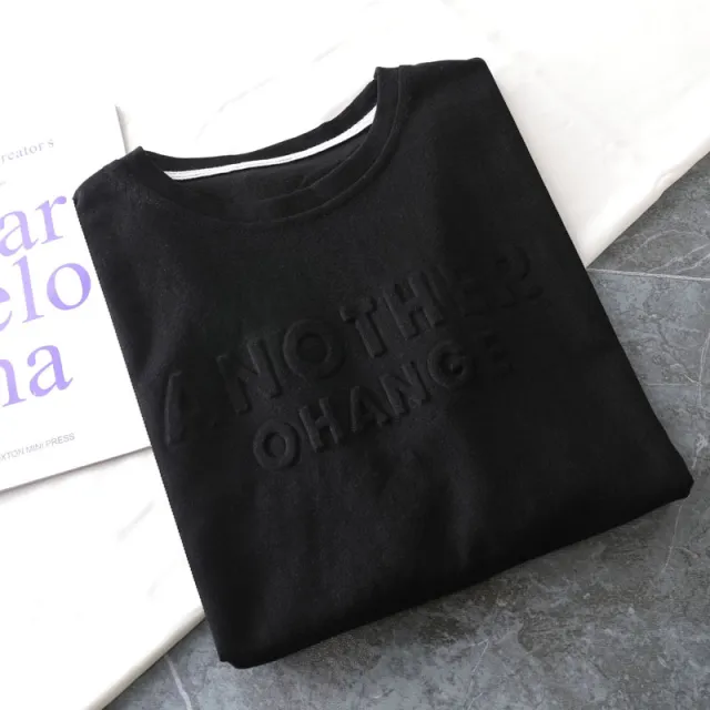 Fashion Letter Printing Female Large 3d Casual Loose T shirt Top Black - Shop at LoveMi