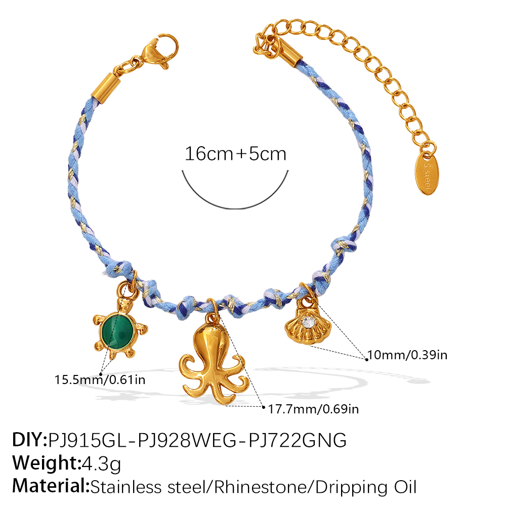 Blue Rope Braided Ocean themed Pendant Set, Featuring Starfish, Dolphins, And Sea Turtles,... thumbnail 3