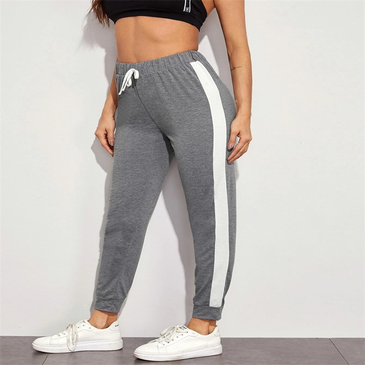 Fashion Explosion European And American Sexy Comfortable Featured Striped Patchwork Sweatpants