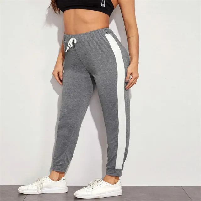 Fashion Explosion European And American Sexy Comfortable Featured Striped Patchwork Sweatpants Grey - Shop at LoveMi