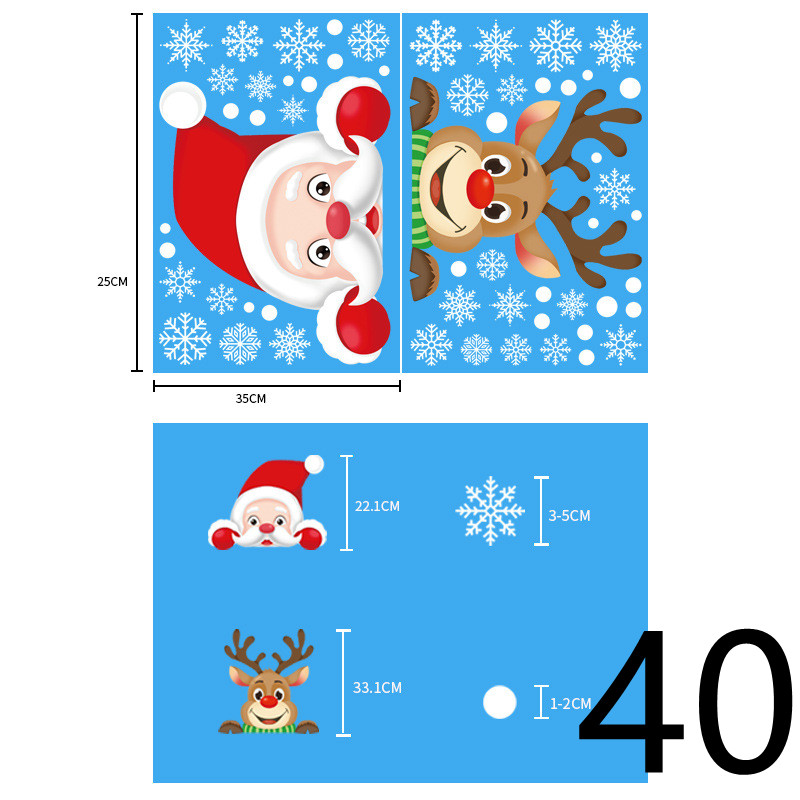 Christmas Decorations Glass Electrostatic Stickers