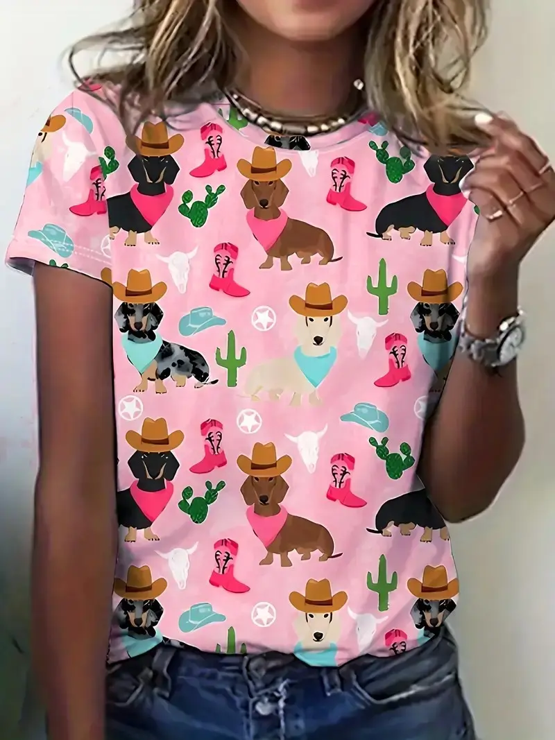Fashion Women's Color Pattern Tshirt 3D Digital Printing