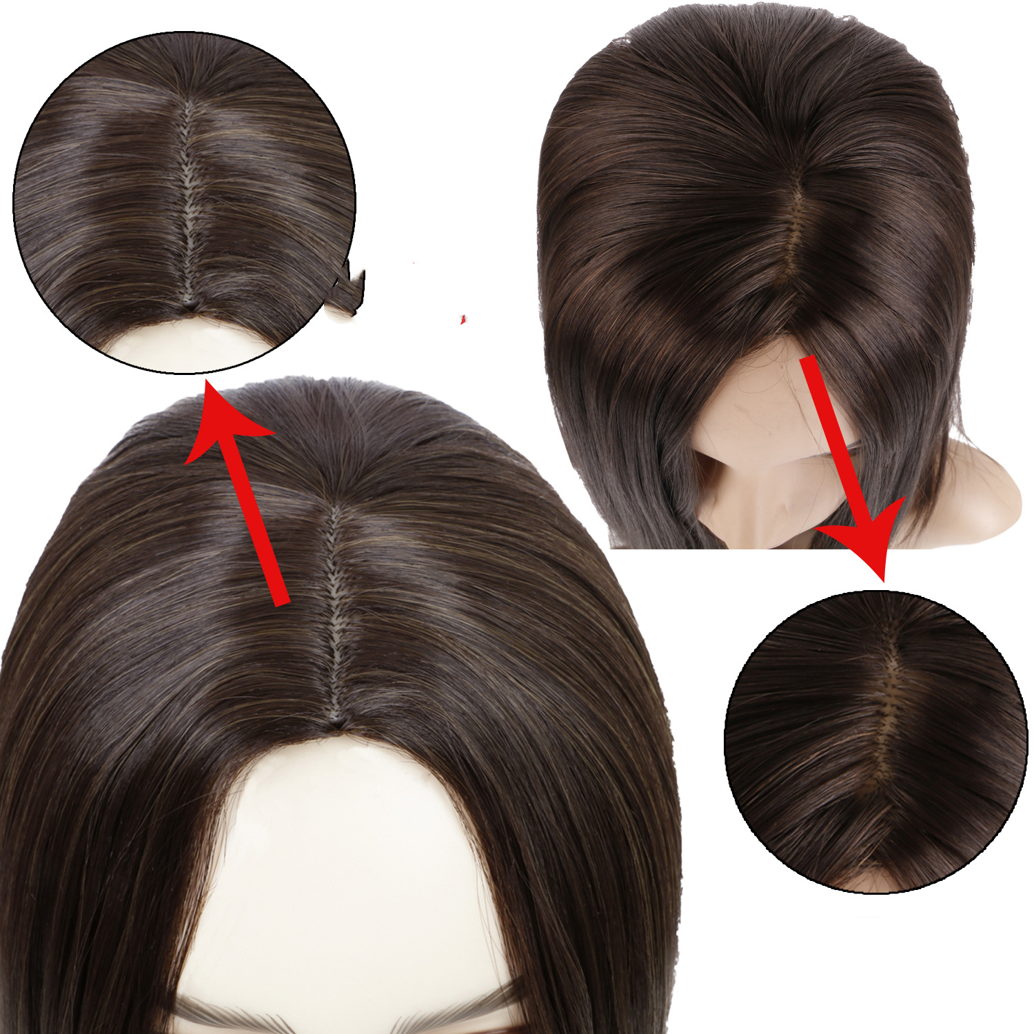 Synthetic Brown Mid-point Straight Clavicle Wig — foto 3