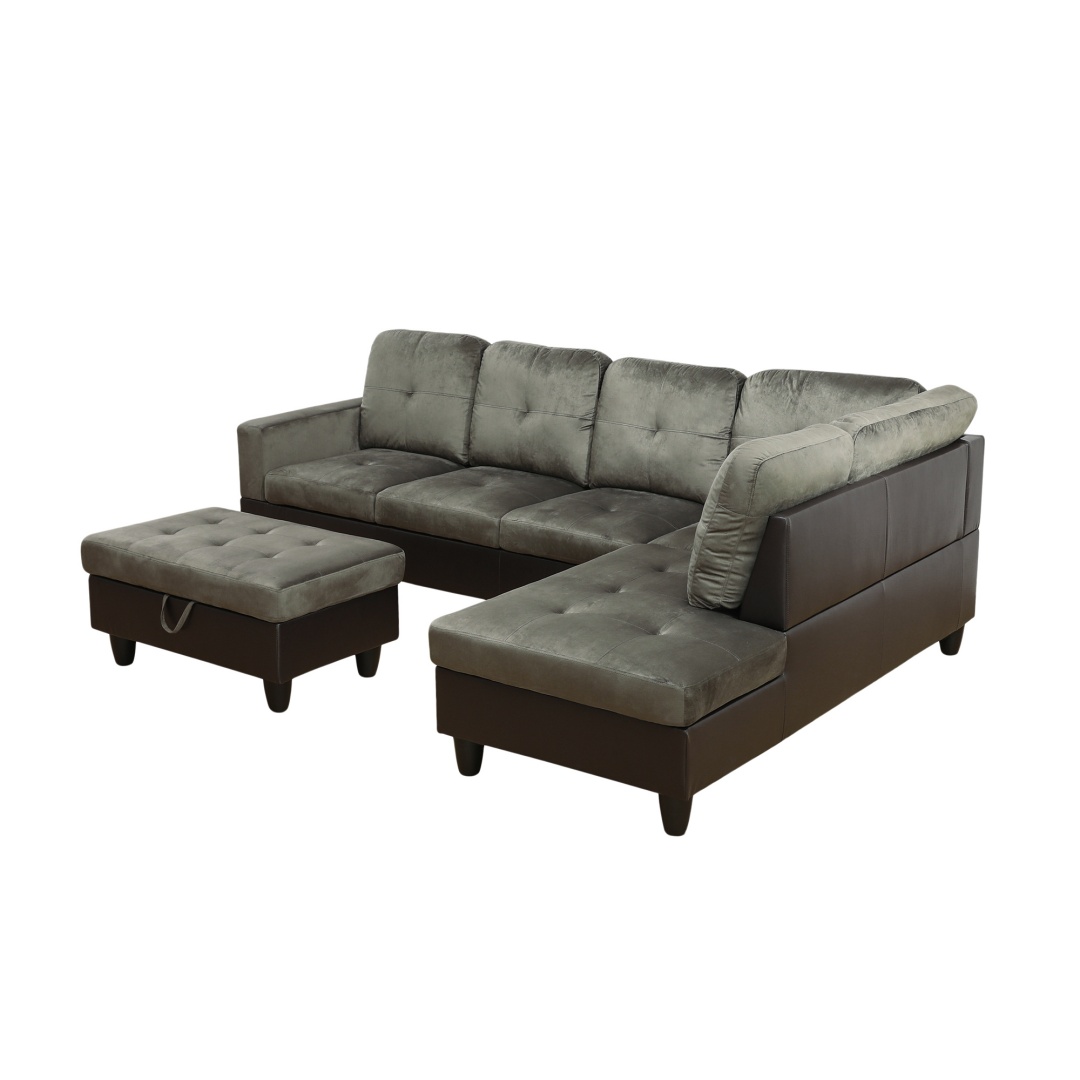 Pickup Only--Taupe Flannel And PVC 3-Piece Couch Living Room Sofa Set