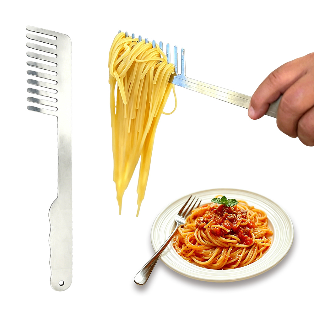 304 Stainless Steel Pasta Fork Spaghetti Server Food Safe Rust Resistant Noodle Spoon Kitchen Utensil With Long Handle