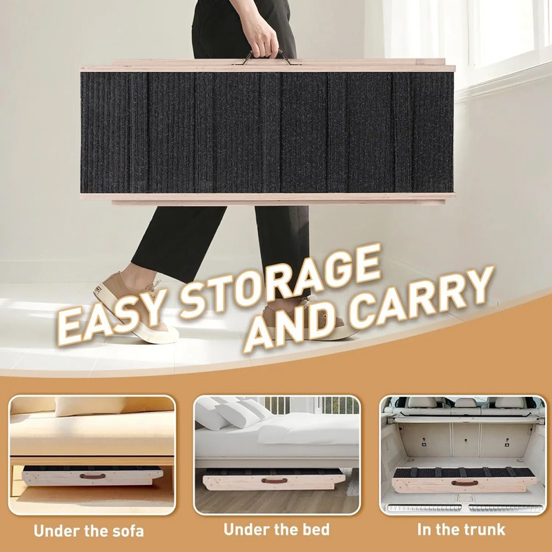Adjustable 6 Heights Dog Pet Ramp Foldable Stairs Non-Slip For Car Bed Sofa — image 2