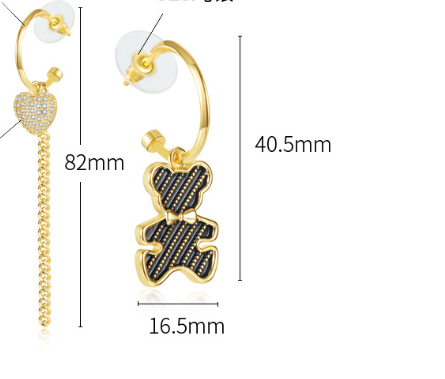 Title 1, High-end Temperament Love Bear Earrings Fashion...