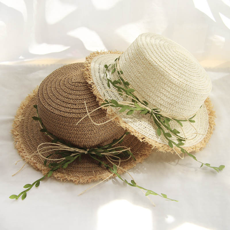 New Straw Hat Female Rattan Bow Sun Summer