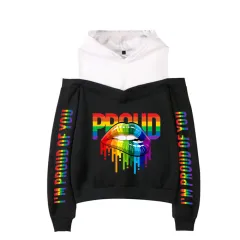 New Sexy Off-the-shoulder Hoodie For Women - 2Black - View 1