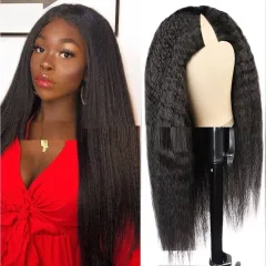 Lace Free Mechanism Yaki Straight Pure Human Wig - 1Bcolor - View 1