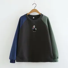 Raglan Sleeve Color Matching Plush Loose Fitting Sweater For Women - Plush Style - View 1