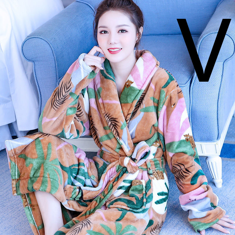 Title 23, Thickened Flannel Home Wear Bathrobe