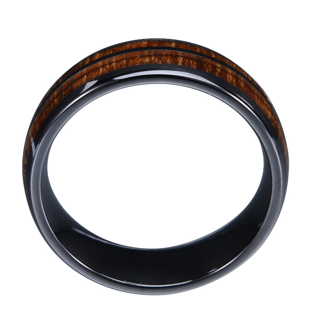 Creative Black Double Fluted Wood Grain Ring