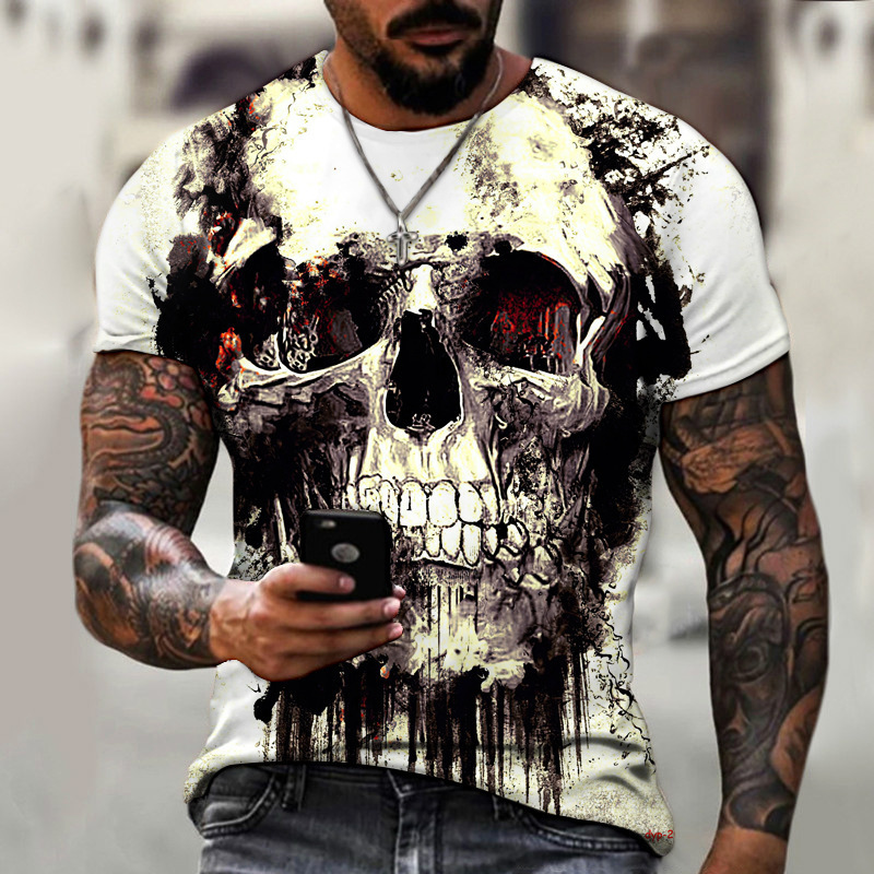 Title 7, Neues Sommer Horror Totenkopf 3D Herren T-Shirt...