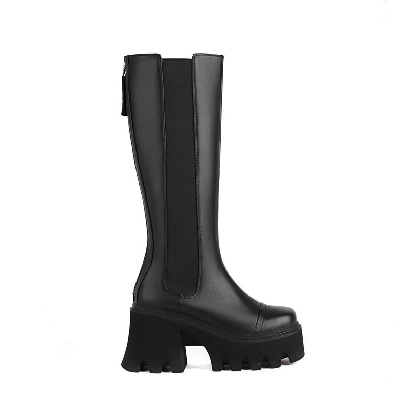 Women's Autumn And Winter Square Toe Chunky High Heel Rider Boots