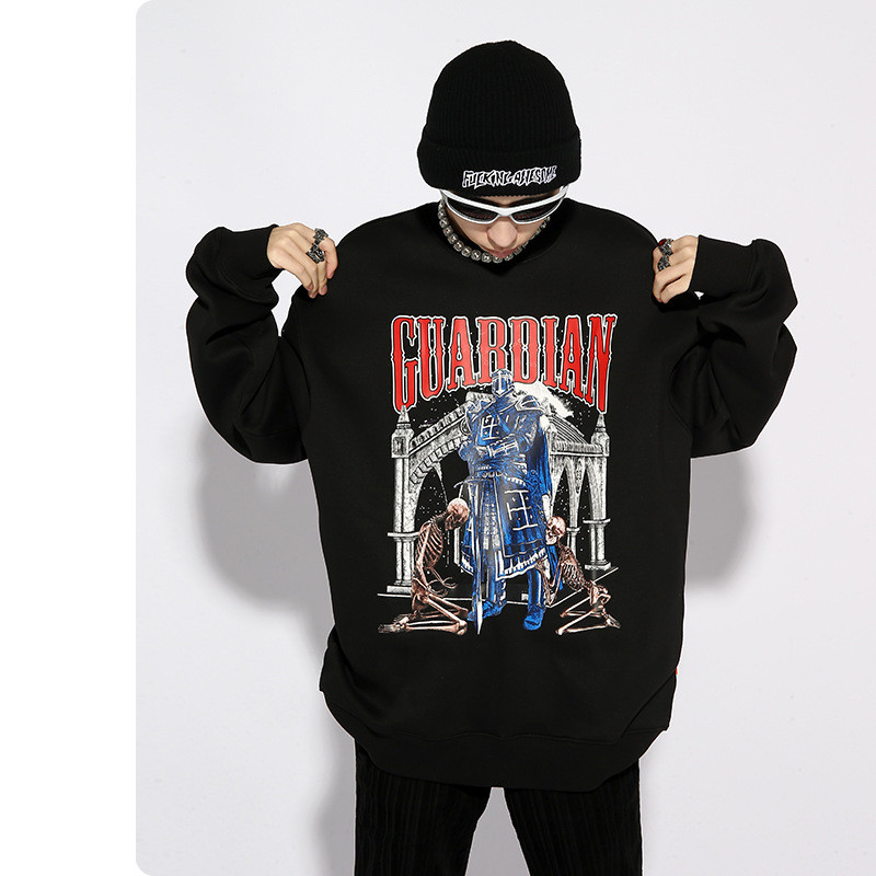 Men's Hedging Fleece Round Neck  Loose Sweater