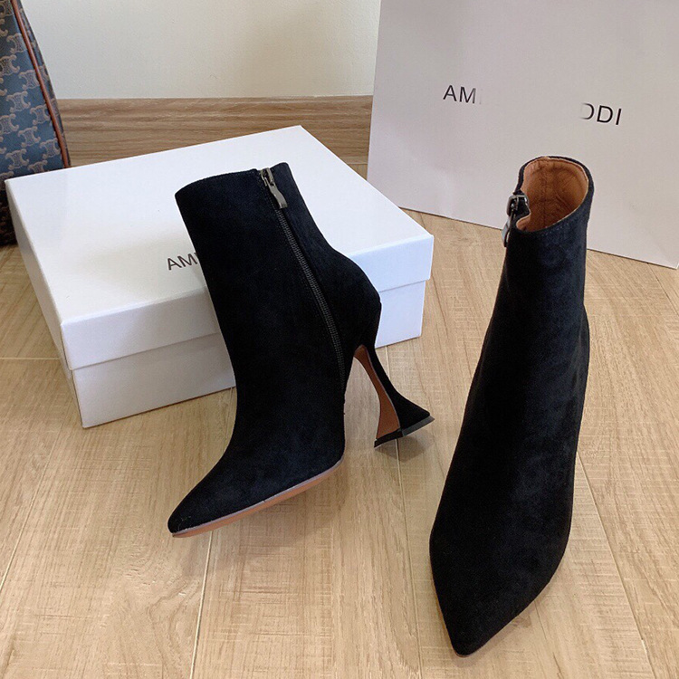 Side Zip Wine Glass Heel Sexy Ankle Boots