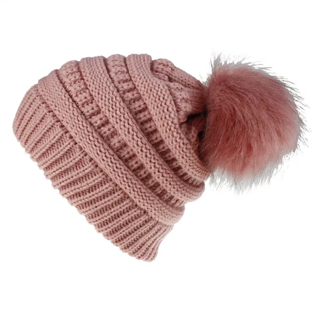 European And American New Style Wool Ball Wool Hat Ladies Pink - Shop at LoveMi